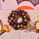 JORNOY 13inch Small Halloween Ball Wreath with Ghost&Pumpkin Accents - Seasonal Orange/Black Wall Hanging, Front Door, Mantel, Porch Decor for Home by CozyNest Decor