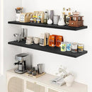 55" Floating Shelves for Wall, 12" Deep Slim Black Floating Shelves, Wall-Mounted Shelves for Bedroom, Living Room, Kitchen, Bathroom - Set of 2 by CozyNest Decor