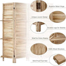 Room Divider with Shelves, Privacy Screen, Room Dividers and Folding Privacy Screens, 5 Panel Wood Temporary Wall Partition Separation Separator, Natural by CozyNest Decor