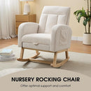 NIOIIKIT Nursery Rocking Chair, Corduroy Upholstered Rocking Chair with Adjustable Footrest, Tufted Rocker Chair with Side Pocket, Glider Rocker for Living Room, Bedroom (Cream Casual) by TinyTreasures Baby Boutique