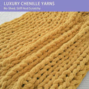 Bigacogo Chunky Knit Throw Blanket for Couch, 40x40 inches, 100% Hand Knitted with Thick Jumbo Chenille Yarn, Cozy Soft Large Rope Knot Cable Crochet Blankets for Sofa Bed Living Room, Mustard Yellow by CozyNest Decor