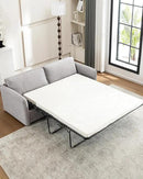 Queen Size Pull Out Sofa Bed, 2 in 1 Convertible Sleeper Sofa Couch with Pullout Bed, Memory Foam Mattress for Living Room Office, Space-Saving, Light Grey by CozyNest Decor