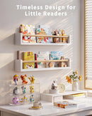 Nursery Book Shelves - 4 Pack, Wall Book Shelves for Bedroom, Kids, Play Room, Nursery Decor by TinyTreasures Baby Boutique