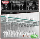 AUHOKY 2Pcs Adjustable Wine Glass Rack Under Cabinet, Punch-Free 4 Rows Stemware Wine Glass Metal Holder, Hanging Wine Glasses Storage Hanger Organizer for Shelf Kitchen Bar Decor(White, 4 Rows) by CozyNest Decor