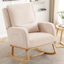 Rocking Chair Nursery, Nursing Rocking Chairs with Lumbar Pillow, Comfy Modern Nursery Glider Rocker Morden Accent Rocking Chair for Mom Nursery, Living Room, Bedroom, Beige by TinyTreasures Baby Boutique