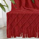 inhand Knitted Throw Blanket for Couch and Bed, Soft Living Room Home Decor Knitted Blanket with Tassel, Outdoor Lightweight Breathable Summer Blanket, Farmhouse Warm Woven Decorative, 50"x60" by CozyNest Decor