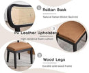EALSON Mid Century Modern Rattan Dining Chairs Set of 4 Farmhouse Black Wood Kitchen Chairs with Cane Back Leather Upholstered Accent Armless Chairs for Dining/Living Room Restaurant, Brown by CozyNest Decor