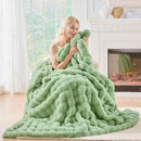 BENVWE Fluffy Faux Fur Throw Blanket for Couch, Soft Plush Thick Cozy Fuzzy Luxury Minky Bubble Blanket for Home Living Room Decor Gift for Women, Sage Green, 63" x 80", 1100GSM by CozyNest Decor