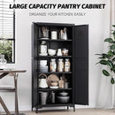Metal Storage Cabinet with Doors and Shelves,Black Storage Cabinet with Leg,Metal Pantry Cabinets,Ventilated Pantry Closet,Tall Large Cupboard for Home,Kitchen,Dining/Living/Laundry Room by CozyNest Decor
