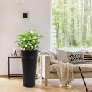KOL 28'' Tall Galvanized Steel Planter Pot - Flower Pot with Water Level Indicator for Plants - 2-Pack Self Watering Planters - Round Black Powder Metal Planter Box - Indoor Outdoor Grande Plant by CozyNest Decor