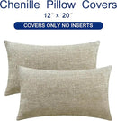 CaliTime Throw Pillow Covers Decorative 12 X 20 Inches Pack of 2 Cozy Chenille Cushion Case for Couch Sofa Bed Living Room Home Light Taupe by CozyNest Decor