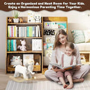 COZPAW Kids Bookshelf and Toy Storage, 4 Tier Toddler Bookshelf with Movable Drawer 5 Sling Pockets, Montessori Book Shelf for Kids Room, Playroom, Nursery (Brown) by CozyNest Decor