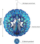 Peacock Gifts for Women, Peacock Wind Spinner Garden Decor, 12 inch 3D Hanging Wind Spinners Outdoor by CozyNest Decor