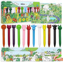R&DLanci Animal Crayons for Kids, 11-colors Washable Crayon Set with Eraser & Drawing Paper, Non-Toxic Crayon, Easy to Hold, Mess-Free Crayons for Toddlers, Art Supplies for Toddlers and Kids Ages 3+ by TinyTreasures Baby Boutique