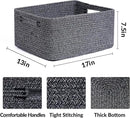 Large Storage Baskets for Shelves, Closet Organizers Bins for Clothes Blanket Towels, Baby Nursery, Toy Baskets Box, Woven Rope Baskets, 17 x 13 x 7.5”, 3 Packs Dark Gray by CozyNest Decor
