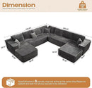 Cloud Sectional Couches for Living Room,G Shaped Modular Sofas No Assembly,135x133 Inches Plush Corduroy Oversized Floor Couch Set with Deep Seat Chaise,Grey by CozyNest Decor