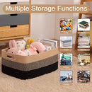 Large Storage Basket for Organizing, Woven Rope Basket for Shelves, Closet Organizer Bins for Clothes, Blanket, Toys, Baby Nursery Storage, 17.7" x 13" x 7.87", 2 Packs Black & Brown by TinyTreasures Baby Boutique