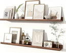 Fun Memories Picture Ledge Shelves Set of 2, 36 Inch Rustic Wall Mounted Floating Shelves with Lip for Home Storage and Décor in Bathroom, Kitchen, Nursery, Bedroom, Living Room, Walnut by CozyNest Decor