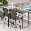 PHI VILLA 3 Piece Outdoor Bar Set, Bar Height Patio Bistro Table and Bar Chairs with Gray Textilene Fabric & Rustproof Metal Frame for Backyard, Balcony, Garden Poolside by CozyNest Decor