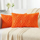 decorUhome Fall Throw Pillow Covers 12x20 Inch Set of 2, Soft Plush Decorative Faux Fur Orange Solid Couch Pillow Covers, Accent Farmhouse Neutral Lumbar Euro Pillow Cases for Sofa Bed Living Room by CozyNest Decor