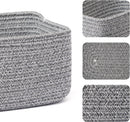 Small Storage Baskets for Organizing | Closet Organizer Bins | Shelf Toy Basket | Woven Rope Baskets | Cube Decorative Box | Shallow Basket | 11.5x7.5x4.7” | 3 Packs Mixed Grey by GreenHaven Gardens