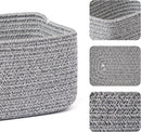 Small Storage Baskets for Organizing | Closet Organizer Bins | Shelf Toy Basket | Woven Rope Baskets | Cube Decorative Box | Shallow Basket | 11.5x7.5x4.7” | 4 Packs Mixed Grey by TinyTreasures Baby Boutique