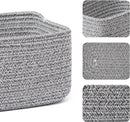 Small Storage Baskets for Organizing | Closet Organizer Bins | Shelf Toy Basket | Woven Rope Baskets | Cube Decorative Box | Shallow Basket | 11.5x7.5x4.7” | 3 Packs Mixed Grey by CozyNest Decor