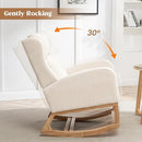 Rocking Chair Nursery, Nursing Rocking Chairs for Mom Nursery, Comfy Wingback Glider Rocking Armchair with Foot Rest and Side Pocket for Nursery Living Room Bedroom, Beige by TinyTreasures Baby Boutique