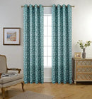 MIUCO Floral Embroidered Semi-Sheer Curtains Faux Linen Grommet Curtains for Living Room 52 x 84 Inch 2 Panels Set, Teal by CozyNest Decor