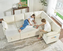 VanAcc Pull Out Sofa, 112 Inch Oversized U Shape Sleeper Sofa Couch with Storage Chaise & 3 Seater, Comfy Couch with Pull Out Bed for Living Room, White Boucle by CozyNest Decor