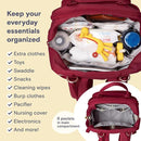 RUVALINO Diaper Bag Backpack, Multifunction Travel Pack Maternity Baby Changing Bags, Large Capacity, Waterproof, Purplish Red by TinyTreasures Baby Boutique