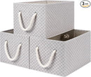 StorageWorks Storage Baskets for Shelves, Foldable Fabric Closet Storage Bins with Handles, Fabric Storage Bins Clothes Organizer, Khaki Check, 3-Pack, Large by TinyTreasures Baby Boutique