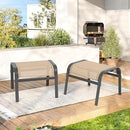 Outdoor Ottoman Set of 2, All Weather Outdoor Foot Stool with Supportive Textliene and Metal Frame, Stackable Oversized Outdoor Foot Rest for Furniture Patio Garden Pool, Beige by CozyNest Decor