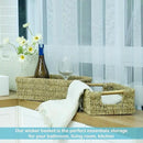 VATIMA Seagrass Baskets with Wooden Handles, Set of 3 Decorative Natural Wicker Baskets for Kitchen by CozyNest Decor