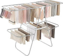 SONGMICS Clothes Drying Rack, Foldable 2-Level Laundry Drying Rack, Free-Standing Laundry Airer, with Height-Adjustable Wings, 33 Drying Rails, Sock Clips, Silver and White ULLR053W01V1 by CozyNest Decor