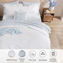 Queen Comforter Set - 7 Pieces Ruffle White Bedding Sets, Shabby Chic Farmhouse Bed in a Bag Queen with Ruffle Comforter, Floral Sheets, Pillowcases & Shams by CozyNest Decor