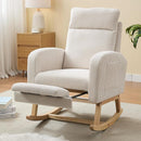 NIOIIKIT Nursery Rocking Chair, Corduroy Upholstered Rocking Chair with Adjustable Footrest, Tufted Rocker Chair with Side Pocket, Glider Rocker for Living Room, Bedroom (White Modern) by TinyTreasures Baby Boutique