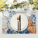 Autumn Placemats Blue Pumpkin Fall Place Mat Eucalyptus Leaves Floral Wood Grain Table Mats Thanksgiving Harvest Linen Placemat Party Kitchen Dining Decoration 12x18 Inch Set of 4 by CozyNest Decor