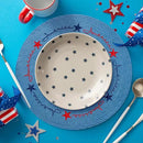 Whaline 4Pcs Round Independence Day Placemats Patriotic Stars Embroidered Place Mats 4th of July Dinner Table Mats for Home Holiday Birthday Party Decor by CozyNest Decor