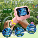 Microscope for Kids with 12 Slides, 100X-1000X 1080P Digital Handheld Kids Microscope, Mini Portable Pocket Miniscope Science Toys Gifts for 3+ 4 5 6 7 8 9 10 11 12 Year Old Boys Girls, Pink by TinyTreasures Baby Boutique