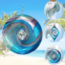 FONMY Mandala Wind Spinner w/Crystal Ball 3D Stainless Steel Hanging Wind Spinner Worth Gift Christmas Decoration Indoor/Outdoor Garden Décor Kinetic Yard Art 12 Inches Multi Blue Wind Sculpture by GreenHaven Gardens