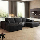 108" Sectional Couches for Living Room Modern Modular Sofa with L-Shape Couchs Upholstered Boneless Couch Deep Seat Sectional Couch with Chaise (Black, Right Facing Chaise+2Seaters+1Ottoman) by CozyNest Decor