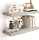 Heimlove 24 inch Floating Shelves for Wall,9.3 inch deep Grey Bathroom Over Toilet Shelf,Wall Mounted Rustic Wood Shelves for Bedroom,Living Room,Kitchen,Office Decor Set of 2-Grey by CozyNest Decor