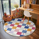 jinchan Round Rug 5ft Kids Washable Rug Indoor Floor Cover Non-Slip Soft Elementary School Classroom Modern Colorful Diamond Carpet for Nursery Daycare Bedroom Playroom Living Room Berries on Cream by CozyNest Decor