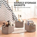 Storage Baskets for Shelves Organizing, Woven Cotton Rope Baskets for Storage, Book Basket, Decorative Shelf Basket, 12.5"Lx9.1''Wx7.9''H (4 Packs) Dark Brown by CozyNest Decor
