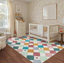 jinchan Area Rug 5x7 Kids Washable Indoor Floor Cover Non-Slip Modern Soft Rug Elementary School Classroom Colorful Diamond Carpet for Nursery Playroom Daycare Bedroom Living Room Confetti on Cream by CozyNest Decor
