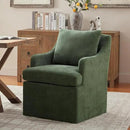 VKNOW Upholstered Dining Chairs Set of 2, Modern Kitchen Chair Dinner Chairs with 4 Casters, Linen Armchair for Bedroom Reading Room, Green by CozyNest Decor