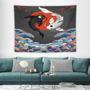Houselerax Japanese Koi Fish Tapestries, Yin Yang Big Wave Cherry Blossom Tapestry Wall Hanging for Bedroom Living Room Office Decor 80"x60" by CozyNest Decor