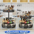 Lazy Susan Organizer 2 Tier - Turntable Spice Rack 12 inch Adjustable Metal Rotating Lazy Susan for Cabinet Pantry Kitchen Countertop Dining Table Cupboard Bathroom Vanity Storage Black by CozyNest Decor