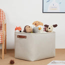 DULLEMELO 2-Pack Large Storage Baskets for Organizing 16"x12"x12" Canvas Fabric Storage Basket Bins With Leather Handles for Shelf Clothes Empty Gift Basket (Beige) by TinyTreasures Baby Boutique